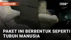 Sebuah paket dibungkus seperti bentuk tubuh manusia mengundang perhatian
