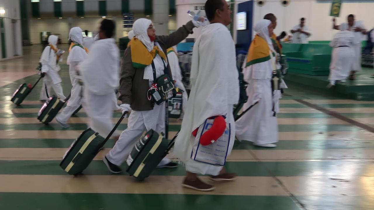 Jemaah haji baru tiba di Bandara King Abdul Aziz, Jeddah. Darmawan/MCH