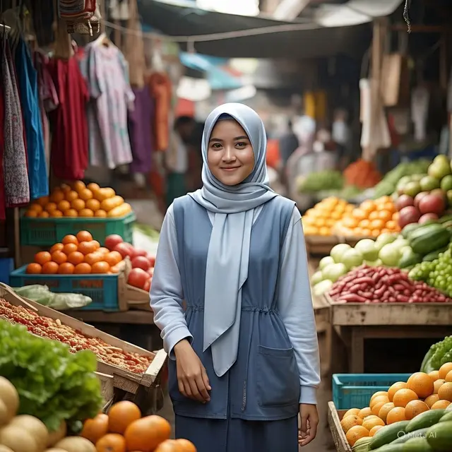 Outfit Ibu Muda Hijab ke Pasar