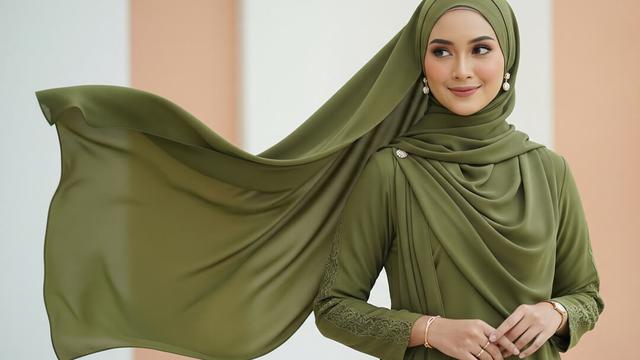 7 Model Gamis Warna Olive Green untuk Lebaran 2026, Tampil Elegan Saat ...