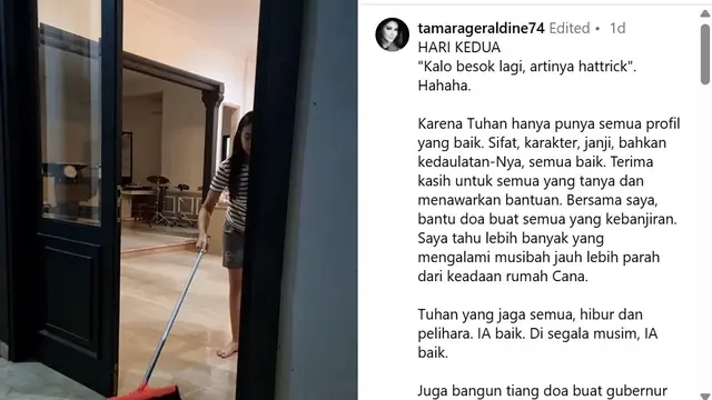Rumah Mewah Tamara Geraldine Kebanjiran/Instagram @tamarageraldine74