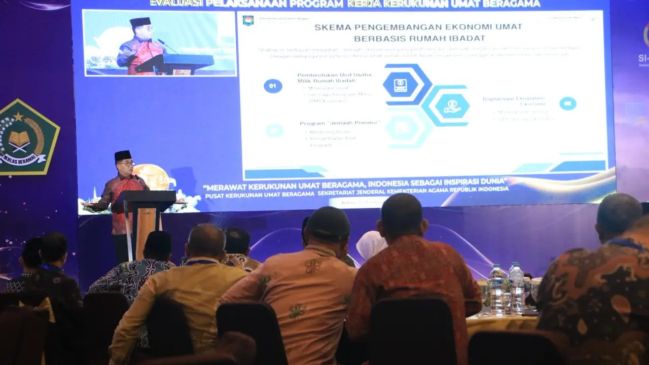 Rakornas Evaluasi Pelaksanaan Program Kerja Kerukunan Umat Beragama Tahun 2026 yang digelar oleh Pusat Kerukunan Umat Beragama (KUB) Kementerian Agama RI di Hotel Santika Premier Kota Harapan Indah, Bekasi, Jawa Barat. (Istimewa)