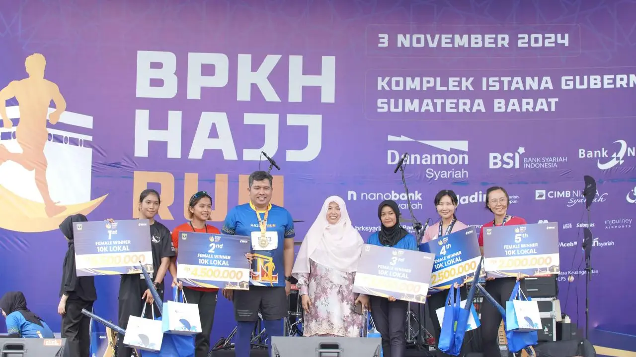 Badan Pengelola Keuangan Haji (BPKH) sukses menggelar BPKH Hajj Run 2024 di Kota Padang, Sumatera Barat, Minggu, 3 November 2024. (Istimewa)