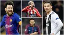 Bintang Barcelona, Lionel Messi, menjadi pemain dengan pendapatan tertinggi yaitu sebesar 130 juta Euro pertahun. Berikut 10 pesepak bola dengan pendapatan tertinggi di dunia. (Foto-foto Kolase AP dan AFP)