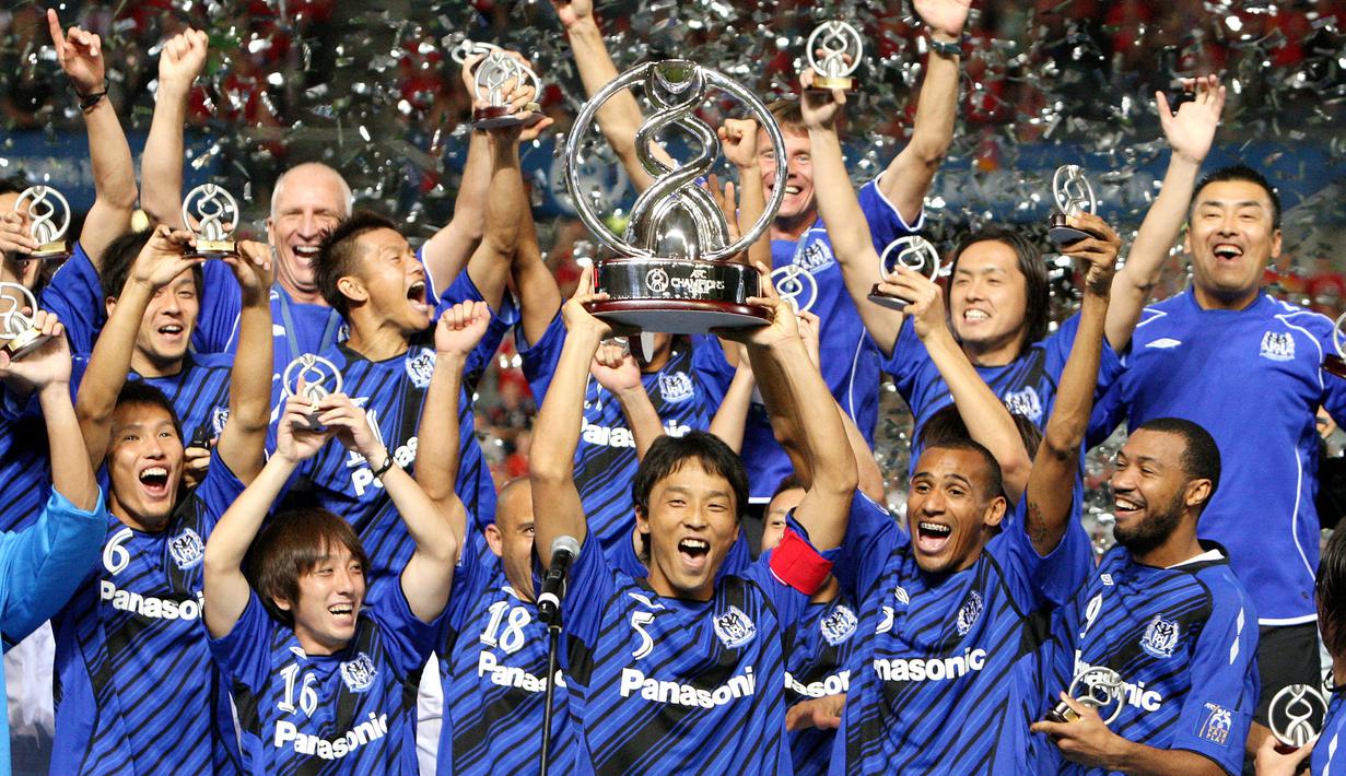 Gamba Osaka juga sempat jadi juara Liga Champions Asia pada tahun 2008 dengan mengalahkan Adelaide United 5-0 di final. (AFP/William West)