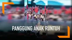 Sebuah panggung berisi puluhan anak ambruk di China. Akibatnya seorang anak berusia 12 tahun tewas dan puluhan lainnya luka-luka.