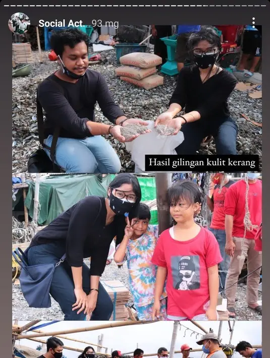 Erina juga pernah terlibat di pengolahan limbah kerang sebagai aksi sosial. (Instagram erinagudono)