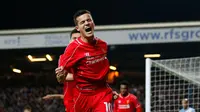 Philippe Coutinho rayakan gol Liverpool ke gawang Blackburn Rovers (Reuters / Carl Recine)