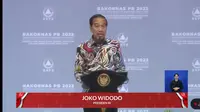 Presiden Joko Widodo (Jokowi) saat membuka Rapat Koordinasi Nasional Penanggulangan Bencana di JIExpo Kemayoran, Jakarta, Kamis (2/3/2023). (Foto: Tangkapan Layar Youtube)