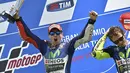  Ekspresi kemenangan Jorge Lorenzo di GP Italia. (Reuters/Stringer)