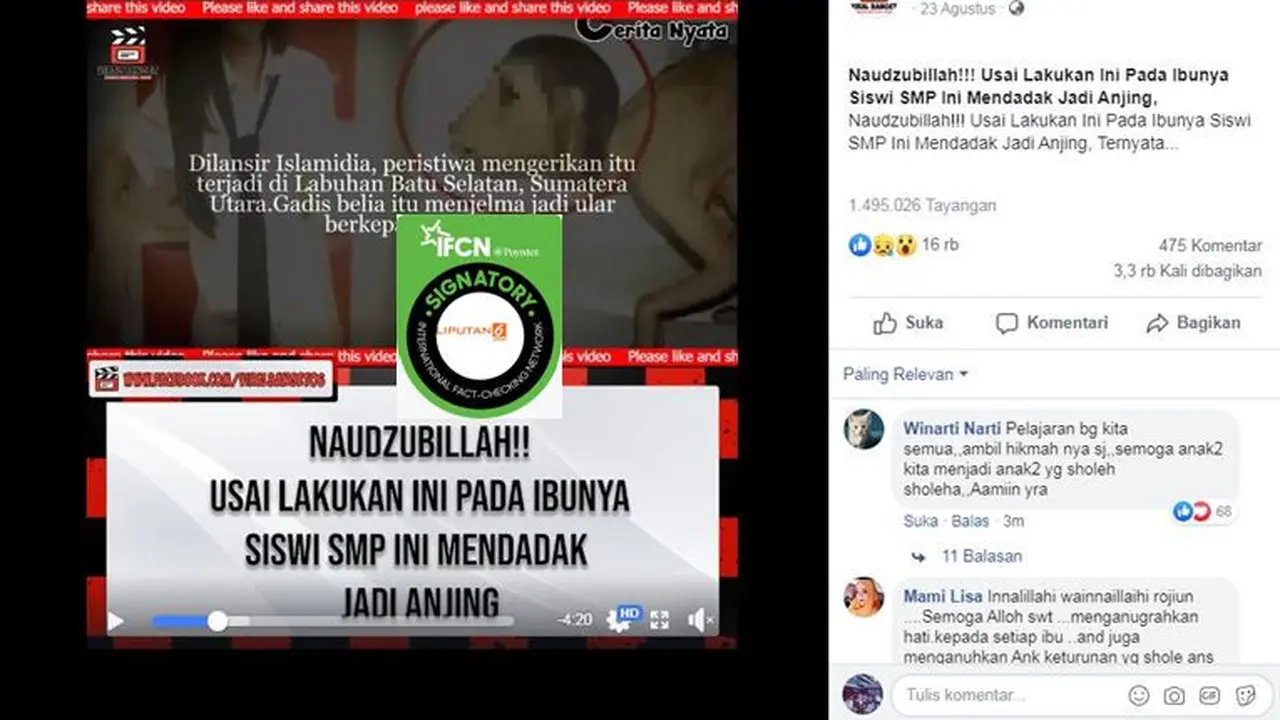 [Cek Fakta] Gambar Tangkapan Layar Video dari Facebook