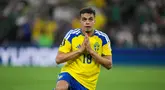 Pemain Swedia, Yasin Ayari, tidak melakukan selebrasi setelah mencetak gol ke gawang Tunisa pada laga Grup F Piala Dunia 2026 di Monterrey, Meksiko, Senin (15/6/2026). (AP Photo/Moises Castillo)
