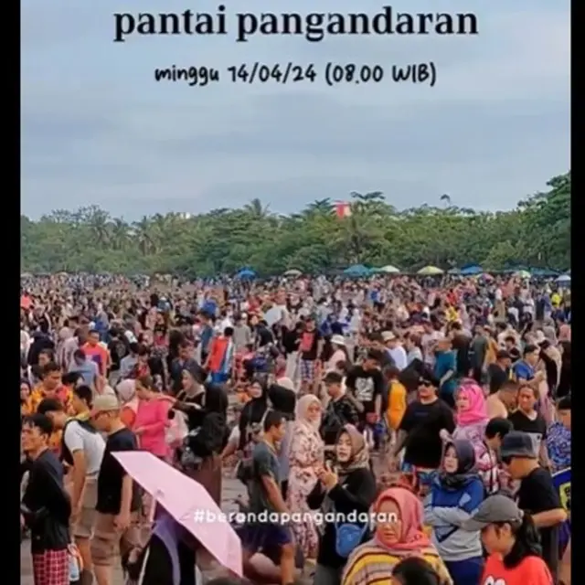 Pengunjung Pantai Pangandaran Membludak, Warganet: Mau Healing Malah Tambah Stres