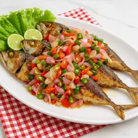 Ilustrasi ikan kembung sambal matah/image generated by AI