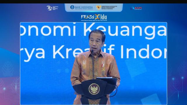 Presiden Joko Widodo (Jokowi) dalam pembukaan Karya Kreatif Indonesia (KKI) dan Festival Ekonomi dan Keuangan Digital (FEKDI) 2024, di Jakarta, Kamis (1/8/2024). (Foto:Liputan6.com/Tira Santia)