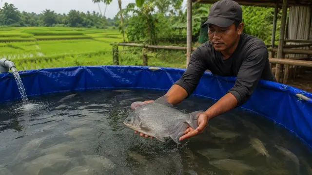 Ikan yang Cocok Dipelihara di Kolam Terpal Dekat Persawahan (AI)