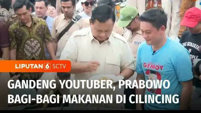 VIDEO: Prabowo Gandeng Youtuber Bobon Santoso, Bagikan Makanan Gulai Ayam ke Warga