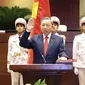 To Lam mengambil sumpah jabatan tersebut setelah terpilih menjadi presiden melalui Majelis Nasional di Hanoi, Vietnam, pada Rabu (22/5/2024). (Dok. Pham Trung Kien/VNA via AP)