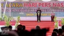 Ketua PWI Margiono menyampaikan sambutan pada acara puncak Hari Pers Nasional (HPN) 2017 di Ambon, Maluku, Kamis (9/2). Presiden Joko Widodo atau Jokowi hadir pada acara puncak HPN yang digelar sejak 5 Februari kemarin. (Liputan6.com/Faizal Fanani)
