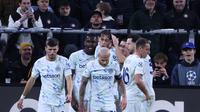 Selebrasi skuad Inter Milan dalam laga Liga Champions versus Union Saint-Gilloise, Rabu (22/10/2025). (AP Photo/Omar Havana)