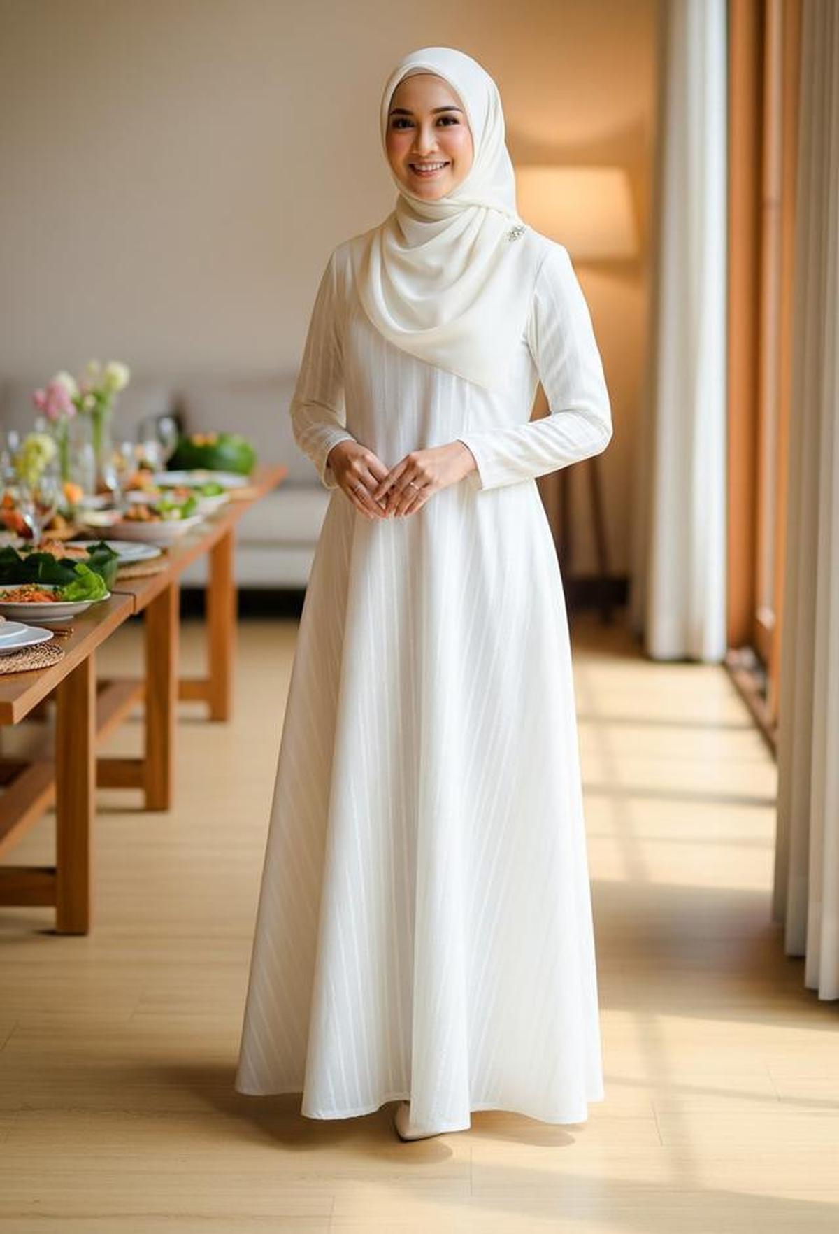 9 Model Gamis Putih Simple dan Elegan untuk Acara Syukuran, Tampil Anggun dan Bersahaja