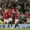 Pemain Manchester United merayakan gol ke gawang Barnsley yang dicetak oleh Marcus Rashford (kedua kanan) pada laga Carabao Cup 2024/2025 di Old Trafford, Manchester, Inggris, Rabu (18/09/2024) WIB. (AP Photo/Dave Thompson)