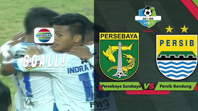 Ghozali Siregar mencetak dua gol saat Persib Bandung menghadapi Persebaya Surabaya dalam lanjutan Gojek Liga 1 2018 bersama Bukalapak.