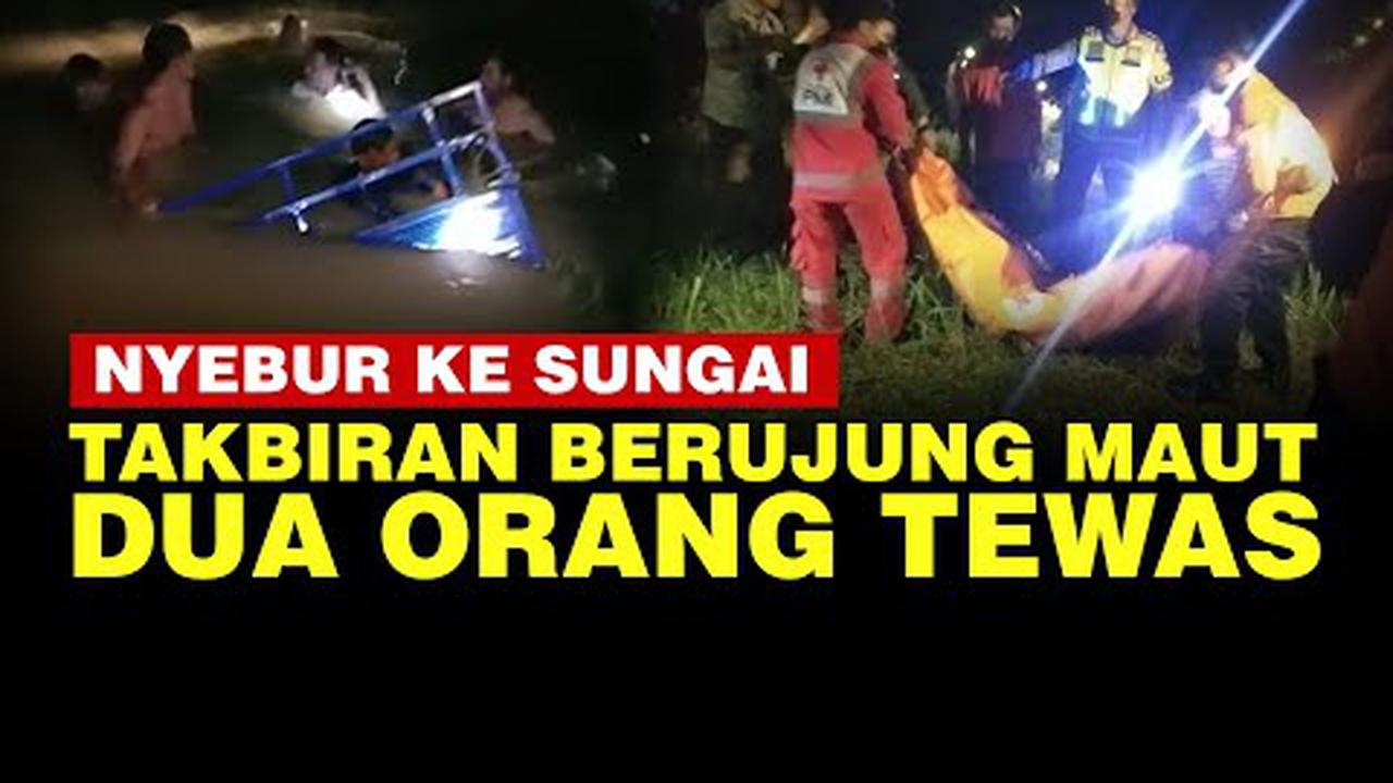 VIDEO: Takbiran Maut Motor Tossa Nyebur ke Sungai, Dua Orang Tewas di Pemalang