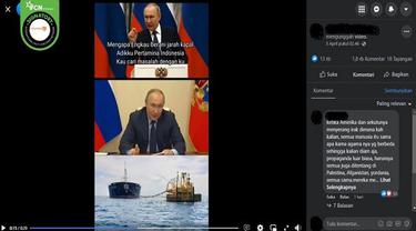 Gambar Tangkapan Layar Video yang DiklaimPresiden Rusia Vladimir Putin Marah karena Kapal Pertamina Dijarah oleh Denmark (sumber: Facebook).