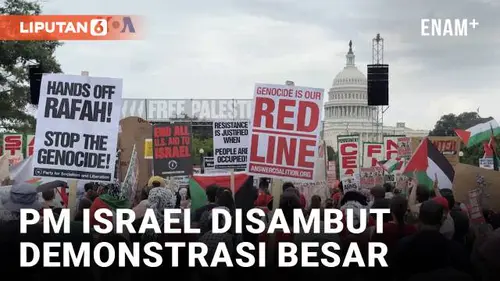 VIDEO: Demonstrasi Besar Sambut Pidato Benjamin Netanyahu di Kongres