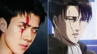 Sehun EXO dan Levi Ackerman (Sumber: Twitter/byunbaekyoong__)