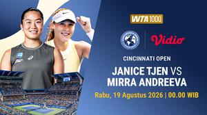 Jadwal Janice Tjen vs Mirra Andreeva di Babak 32 Besar WTA 1000 Cincinnati Open Saksikan di Vidio