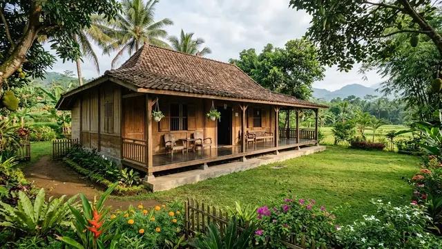Rumah Kampung dengan Teras Memanjang
