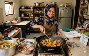 Memasak Ayam untuk Jualan (created by AI)