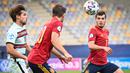 Striker Timnas Spanyol, Brahim Diaz (kanan) saat menghadapi Portugal pada laga semifinal Euro 2021 U-19 di Judski vrt Stadium, Maribor, Slovenia (3/6/2021). Brahim Diaz melakukan debut bersama Timnas Spanyol pada laga persahabatan menjelang Euro 2020 menghadapi Lithuania (8/6/2021) dan menjadi satu-satunya caps hingga kini. Tampil penuh 90 menit, ia menyumbang satu gol ke gawang Lithuania dalam kemenangan 4-0. (AFP/Jure Makovec)