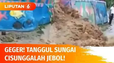 Tanggul Sungai Cisunggalah jebol membuat warga di Solokan Jeruk, Kabupaten Bandung panik. Arus deras yang datang secara tiba-tiba membuat barang-barang milik warga hanyut dan tak sempat diselamatkan.