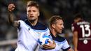 Ciro Immobile masih mempertahankan posisinya sebagai penyerang tersubur Liga Italia musim 2021/2022 dengan koleksi 9 gol hingga pekan ke-11 ini. Gol terakhirnya dicetak kala imbang 2-2 melawan Atalanta pada Sabtu (30/10/2021) dini hari WIB lalu. (AFP/Marco Bertorello)
