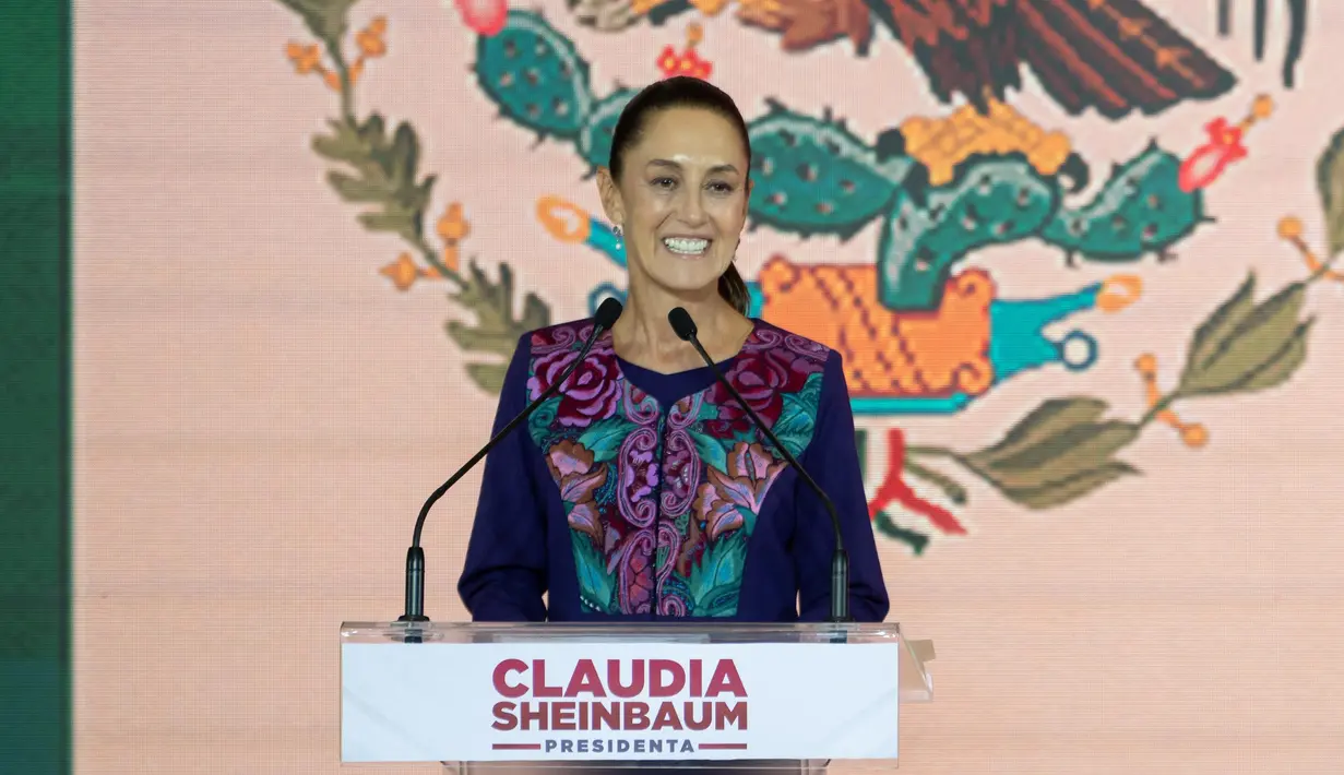 Claudia Sheinbaum diperkirakan akan terpilih sebagai presiden perempuan pertama Meksiko. (Gerardo Luna/AFP)