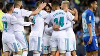 Real Madrid meraih kemenangan 2-1 atas Malaga pada laga pekan ke-32 La Liga Spanyol, di Estadio La Rosaleda, Minggu (15/4/2018). (AFP/JORGE GUERRERO)
