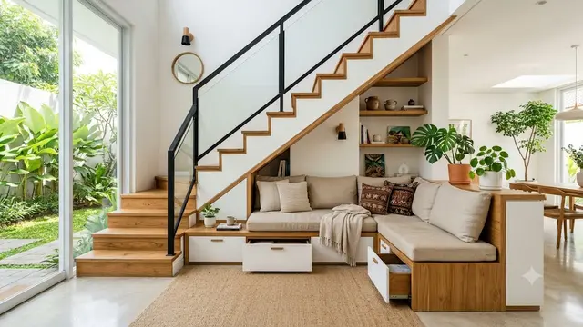Model Area Duduk di Bawah Tangga Rumah Minimalis