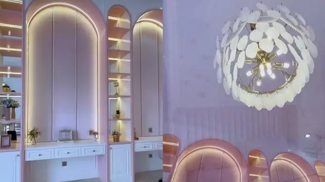 Kamar Amora Lemos setelah renovasi yang nuansanya serba merah muda
