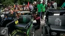 Sejumlah purwarupa bentor dibawa saat melakukan audiensi dengan DPRD DIY, Jumat (5/8). Dalam audiensinya, pengemudi meminta agar bentor di DIY dilegalkan. (Liputan6.com/Boy Harjanto)
