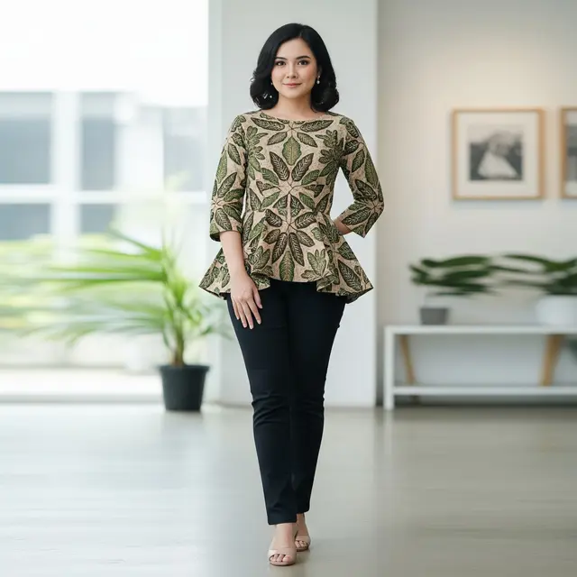 9 Model Atasan Batik Motif Daun Kekinian, Tren Fashion Tampil Stylish
