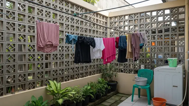 9 Inspirasi Area Jemuran dengan Roster Rumah Type 36, Solusi Lahan Sempit
