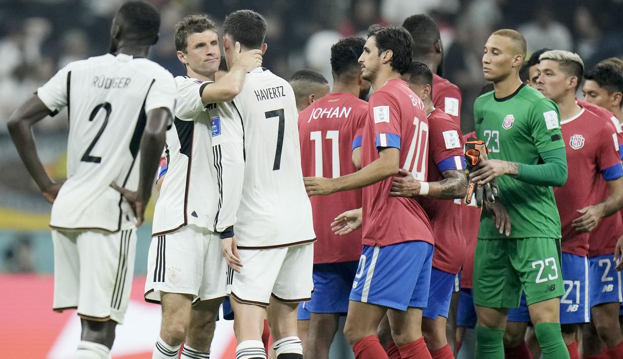 Kemenangan ini jadi torehan tiga poin perdana Timnas Jerman di fase grup Piala Dunia 2022. (AP/Hassan Ammar)