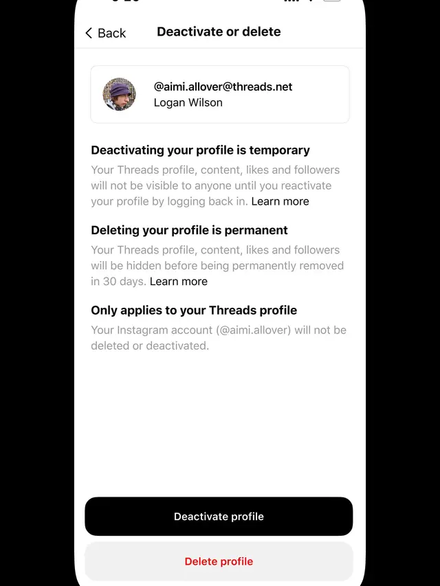 Instagram menggulirkan fitur untuk menghapus akun Threads, tanpa harus melenyapkan akun Instagram (Threads @mosseri)
