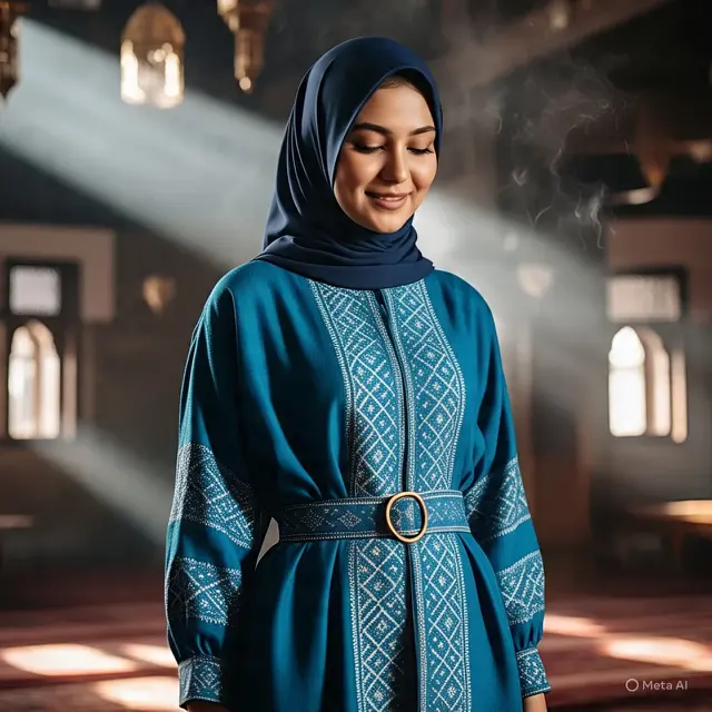 Ilustrasi model Tunik Lurik dengan Belt (Foto: AI)