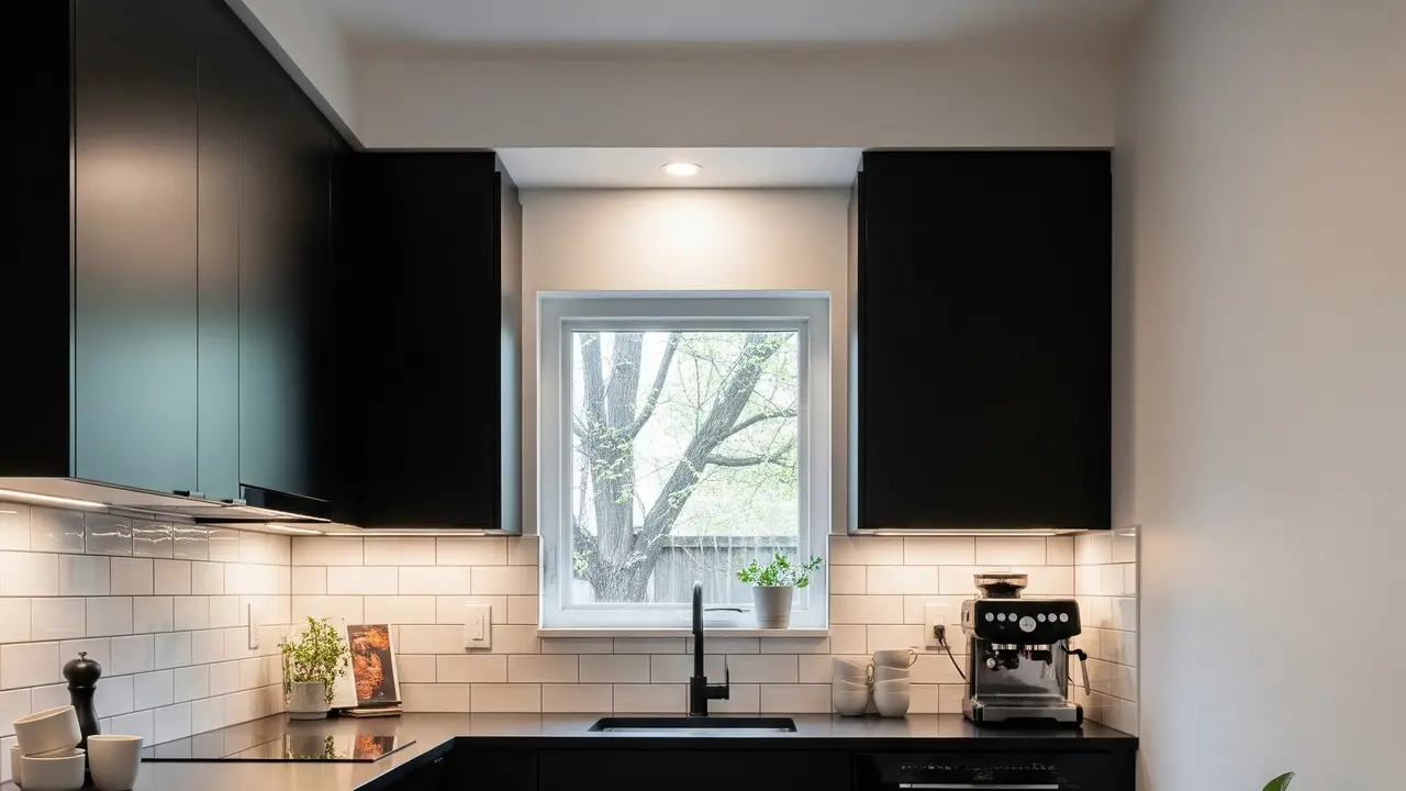Dapur Minimalis Modern Hitam Putih di Rumah Tipe 36