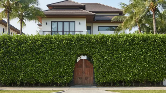 Pagar rumah dari Ficus benjamina (Gemini AI)