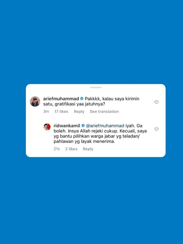 Unggahan Arief Muhammad soal vespa untuk Ridwan Kamil. (Foto: Dok. Instagram @ariefmuhammad)